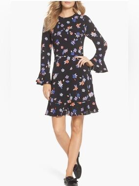 Eliza J Floral Flare Cuff Dress 4P